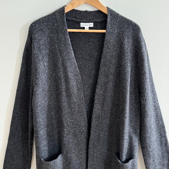 Calvin Klein Jeans Women's Long Open-Front Cardigan Sweater, Dark Grey, M, NWOT - Picture 2 of 7